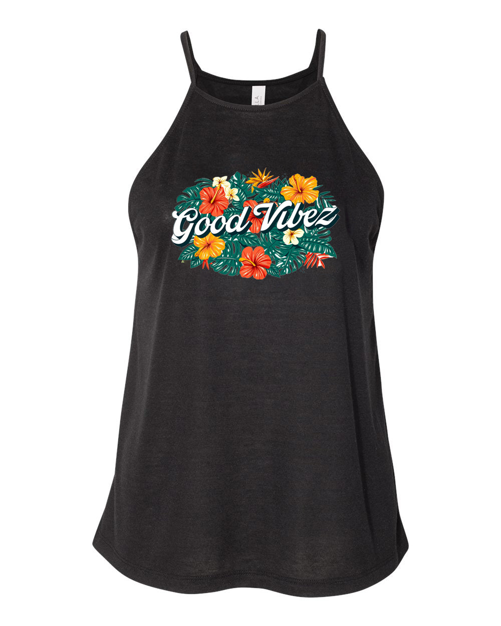 Good Vibez Women’s Hawaiian Floral Tank (Black)