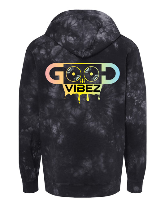 Good Vibez DJ Tie Dye Pullover Hoodie (Dark Blue)