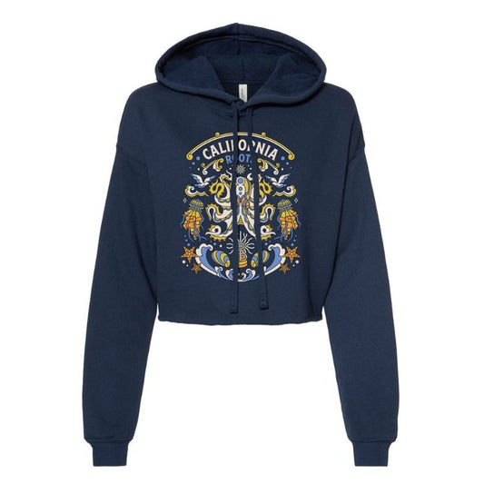 Cali Roots Women’s Octopus Crop Pullover Hoodie (Navy)