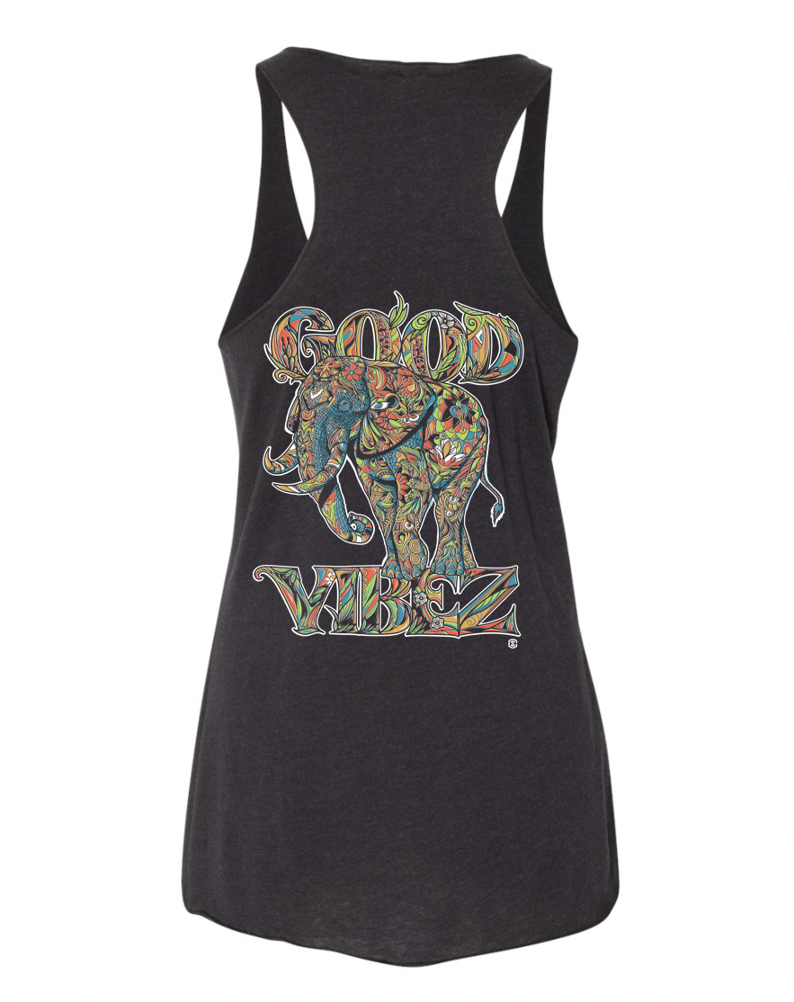 Good Vibez Women’s Elephant Tank (Heather Black)