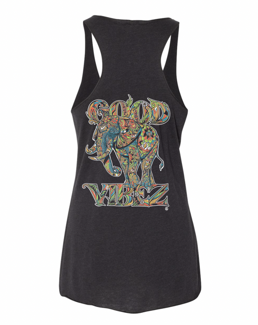 Good Vibez Women’s Elephant Tank (Heather Black)