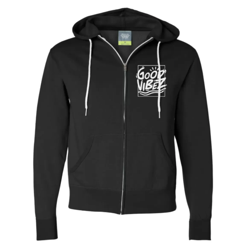 Good Vibez Leafy Zip Hoodie (Black)