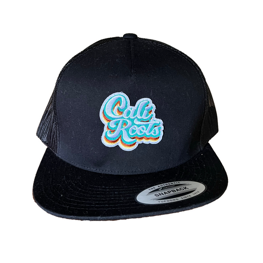 Cali Roots Retro Logo Trucker Hat (Black)