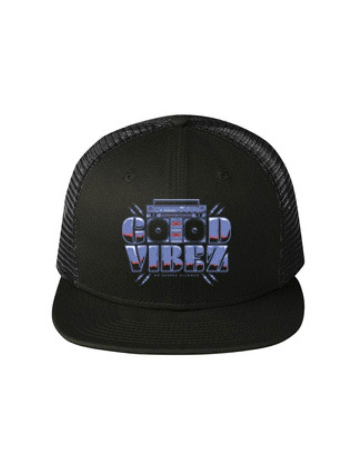 Good Vibez Boombox Patch Trucker Hat (Black)