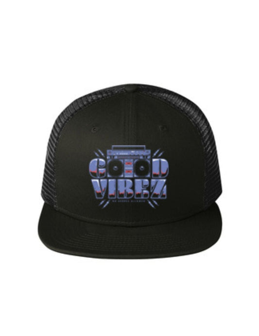 Good Vibez Boombox Patch Trucker Hat (Black)
