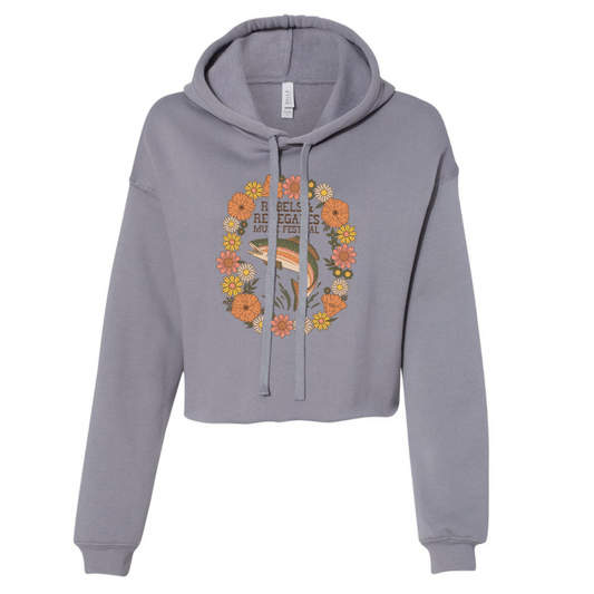 R&R Women’s Floral Steelhead Crop Hoodie (Gray)
