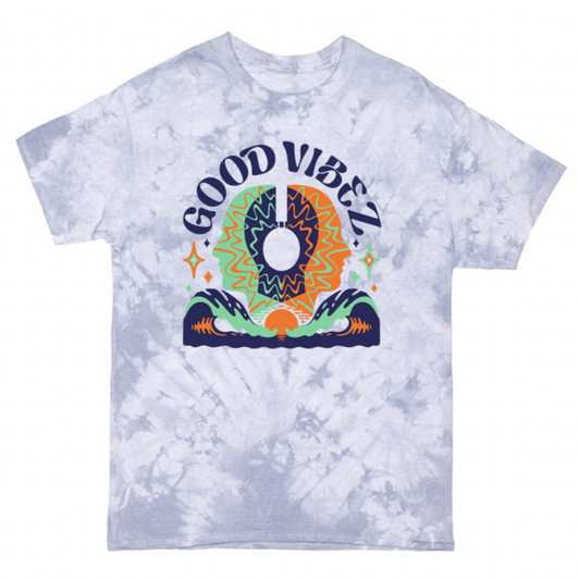Good Vibez Headphones Tie Dye Tee (Light Blue)