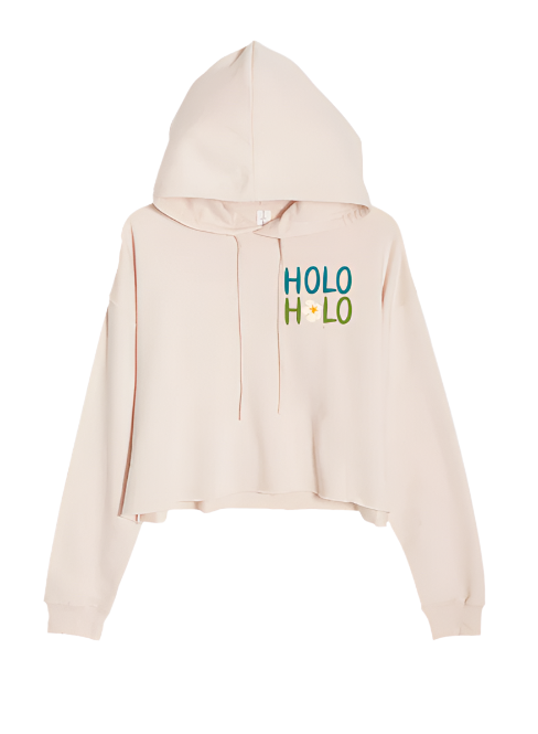 Holo Holo Women’s Plumeria Crop Hoodie (Cream)