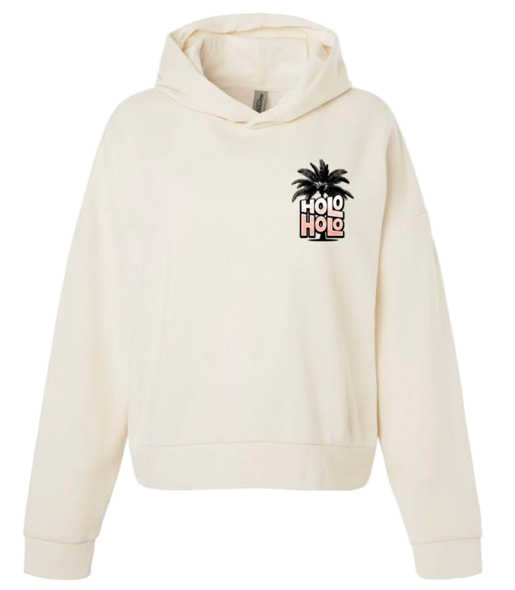 Holo Holo Ladies Hula Girl Cropped Hoodie (Bone)