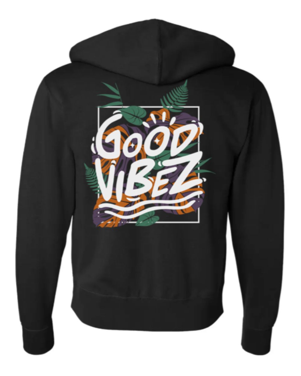 Good Vibez Leafy Zip Hoodie (Black)