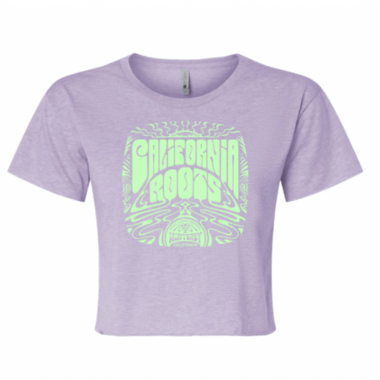 Cali Roots Women’s Psychedelic Crop Tee (Heather Lavender)