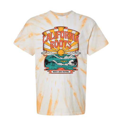Cali Roots Ocean Tie Dye Tee (White/Orange)