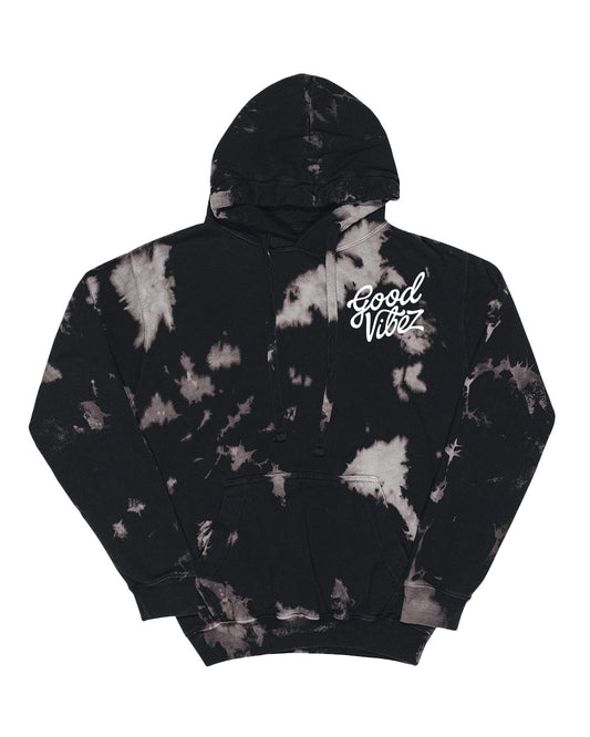 Good Vibez Crystal Washed Hoodie (Black/Beige)