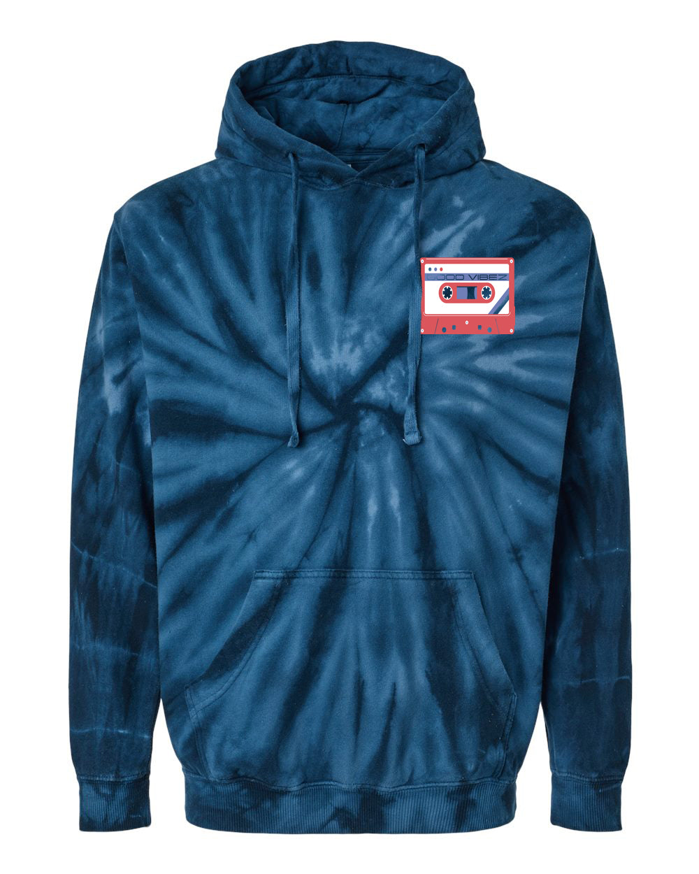 Good Vibez Boombox Hoodie (Blue Tie Dye)