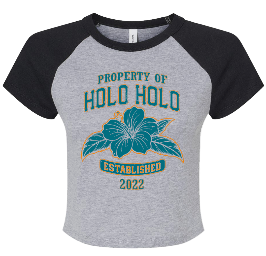 Holo Holo Women's Property of Crop Raglan (Black/Heather Grey)