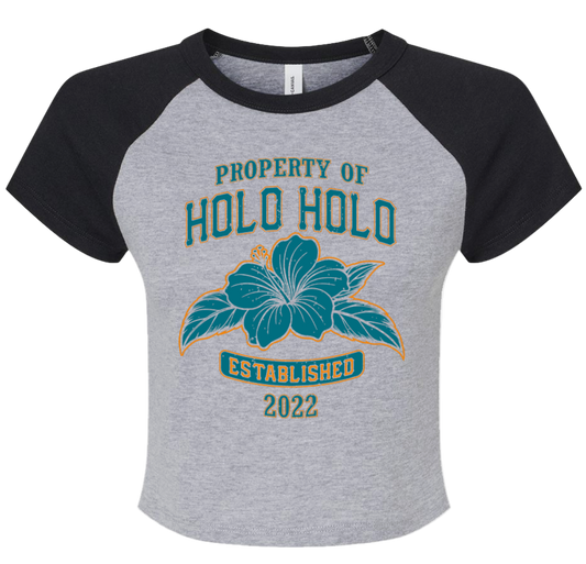 Holo Holo Women's Property of Crop Raglan (Black/Heather Grey)