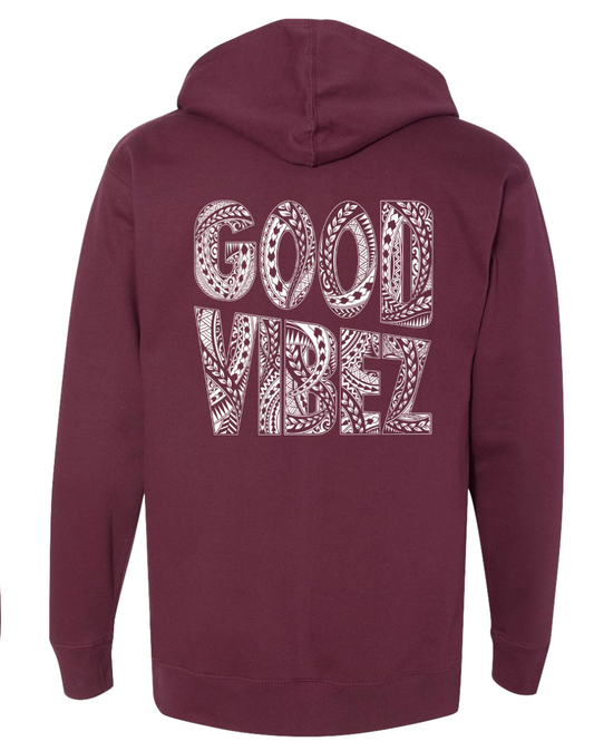 Good Vibez Polynesian Hoodie (Maroon)